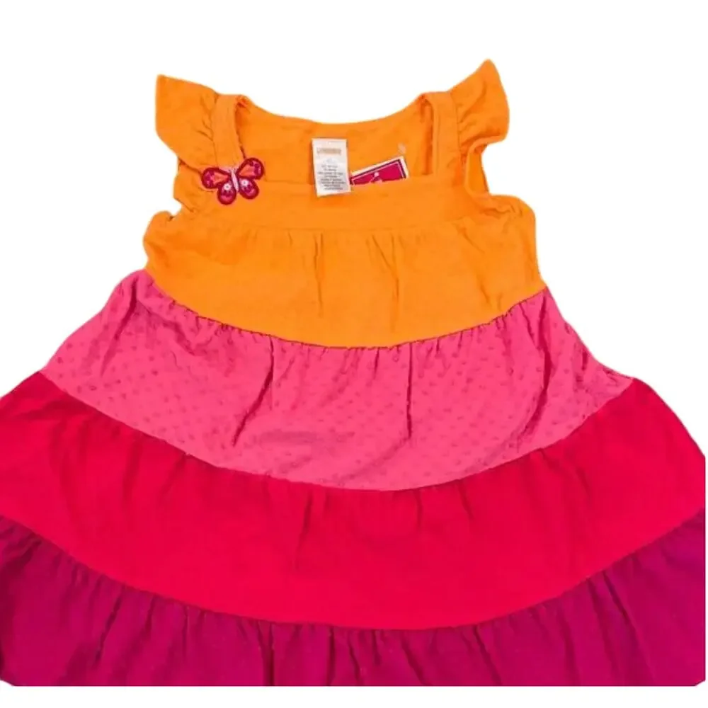NWT Gymboree Orange & Pink Colorblock Jacquard Tiered Dress -